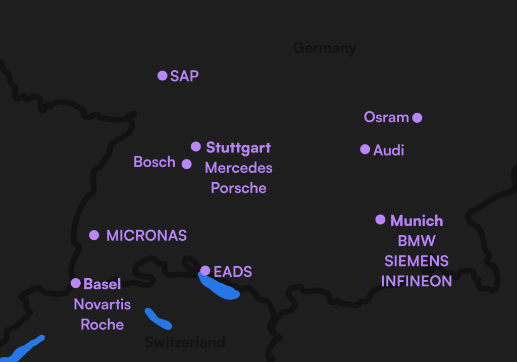 Map of South Germany